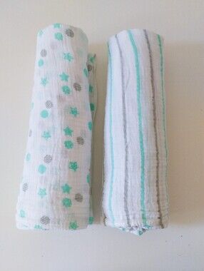 Lulujo Cotton Muslin Swaddle Blankets 2 Pieces